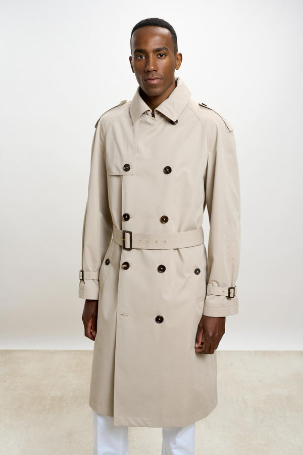 scabal Marlow Cotton Tech Trench Coat Beige
