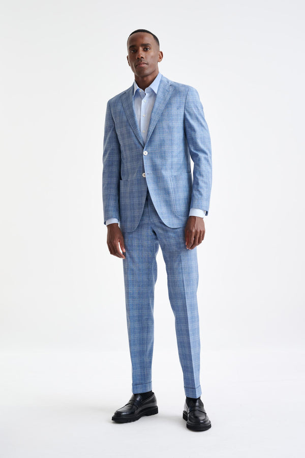 scabal Mid-Blue Wool & Cotton Kenton Suit Lifestyle