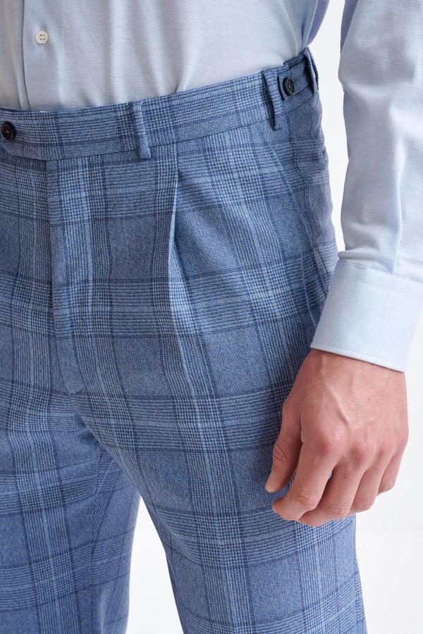 Scabal Mid-Blue Wool Farley Trousers Lifestyle