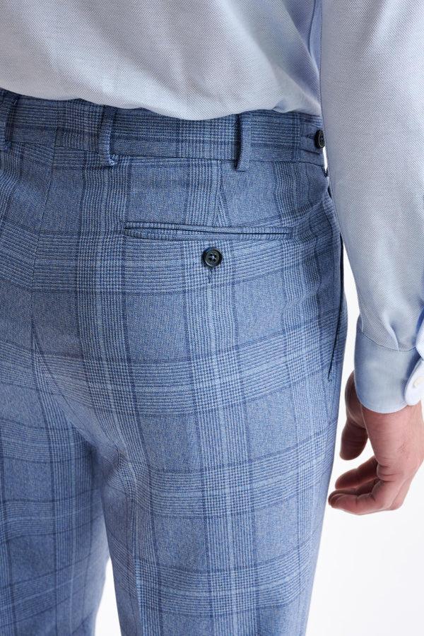 Scabal Mid-Blue Wool Farley Trousers Lifestyle