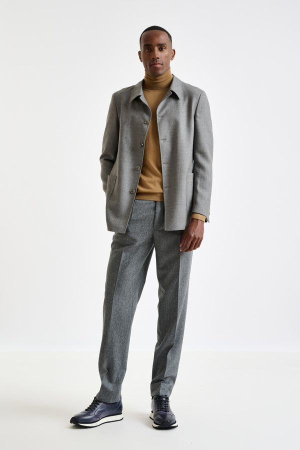 Scabal Mid-Grey Wool Chelsea Shirt Jacket Harmony
