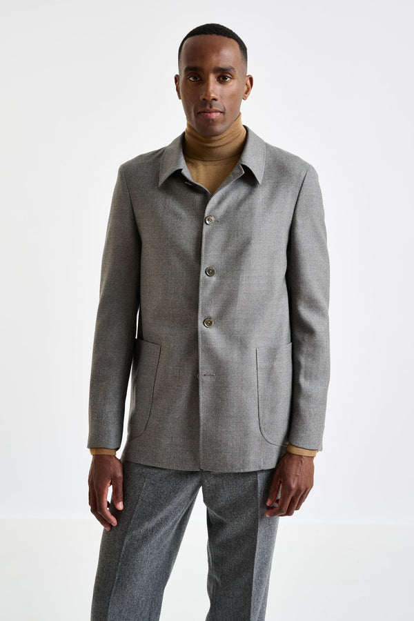 scabal Mid-Grey Wool Chelsea Shirt Jacket Harmony