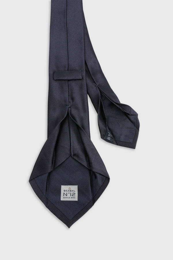 Scabal Midnight Blue Silk Satin 7 Fold Tie