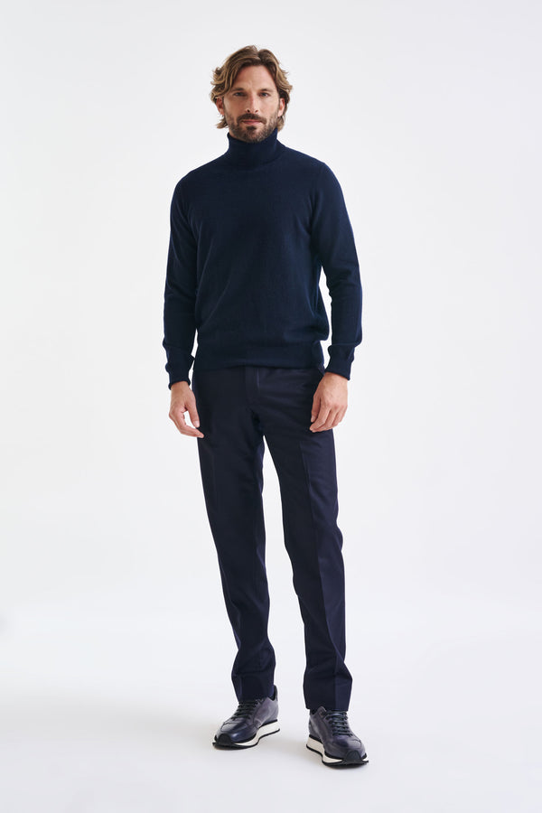 Scabal Navy 100% Cashmere Drumberg Rollneck Knit