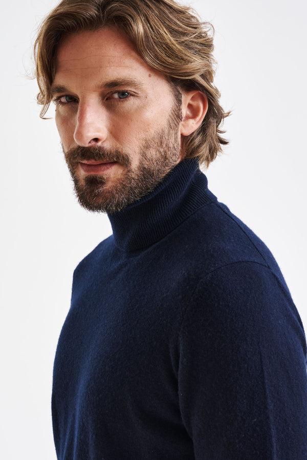 Scabal Navy 100% Cashmere Drumberg Rollneck Knit