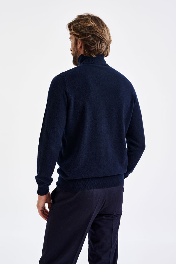 Scabal Navy 100% Cashmere Drumberg Rollneck Knit