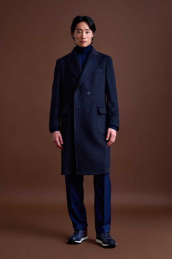 Scabal Navy 100% Cashmere Guildford Overcoat Zeus