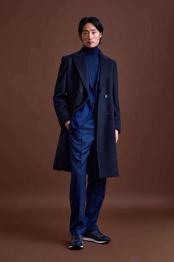 Scabal Navy 100% Cashmere Guildford Overcoat Zeus