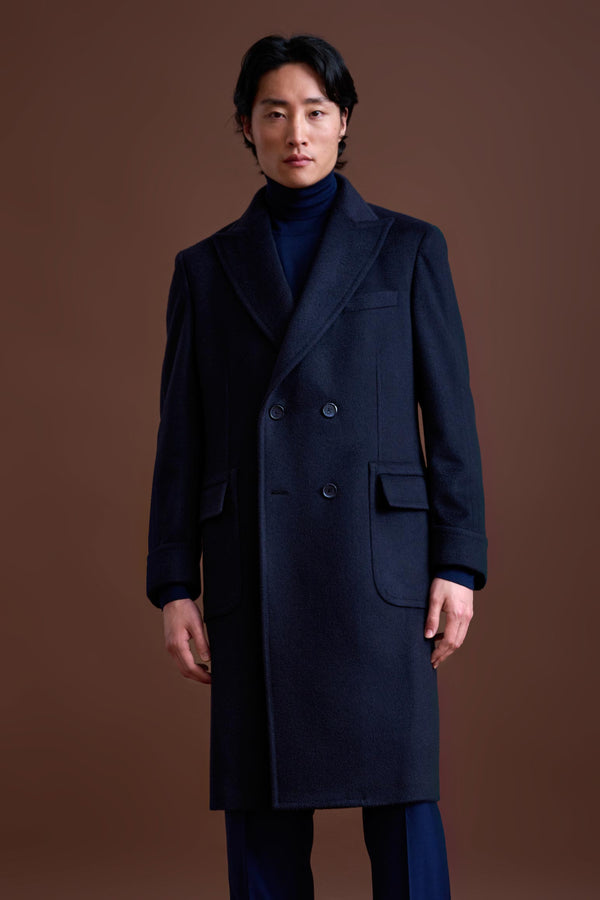 scabal Navy 100% Cashmere Guildford Overcoat Zeus