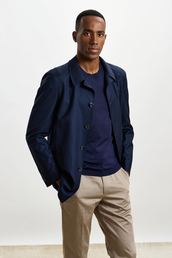 scabal Navy Chelsea Eton Shirt Jacket