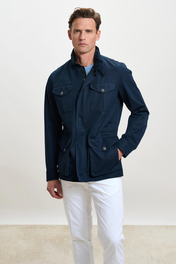 scabal Navy Cotton Dartmoor Tech Field Jacket