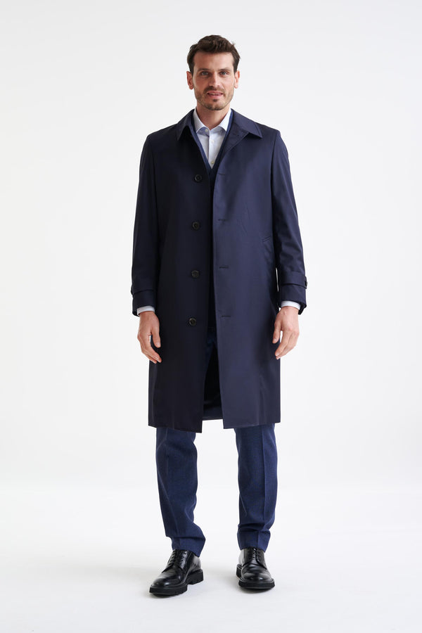 scabal Navy Cotton Tech Car Coat Rannoch