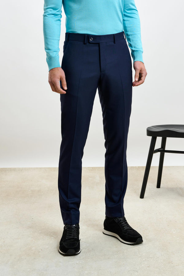 scabal Navy Farley Trousers Eton