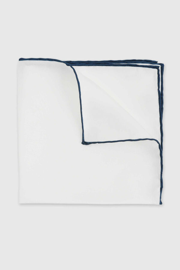 scabal Navy Logo 100% Silk Handmade Pocket Square