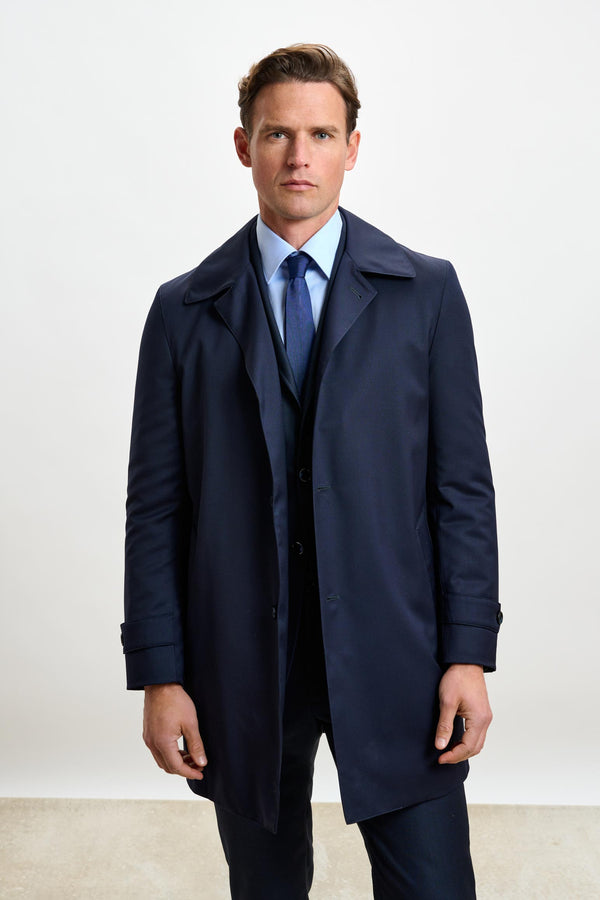scabal Navy Lomond Raincoat