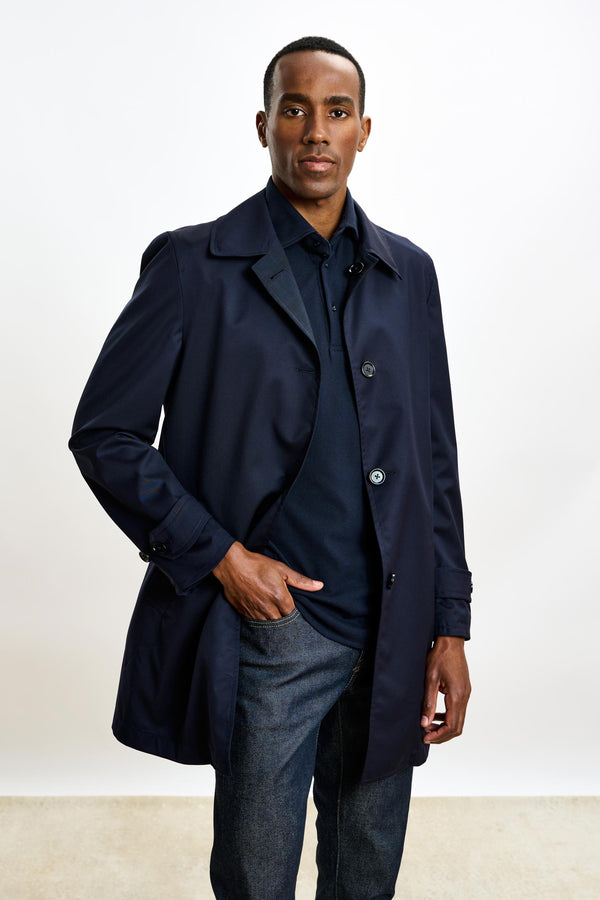 Scabal Navy Lomond Reversible Raincoat