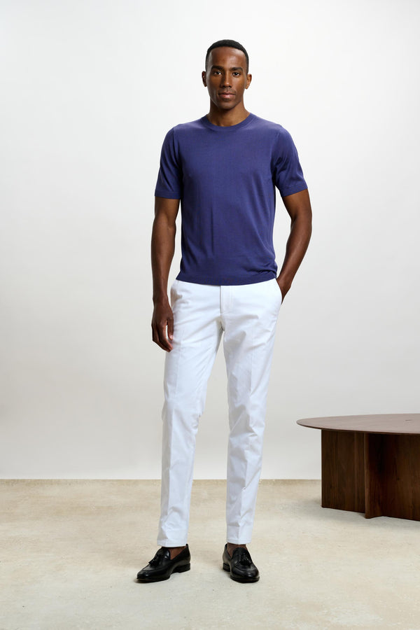 Scabal Navy Silk Penryn Short Sleeve Sweater