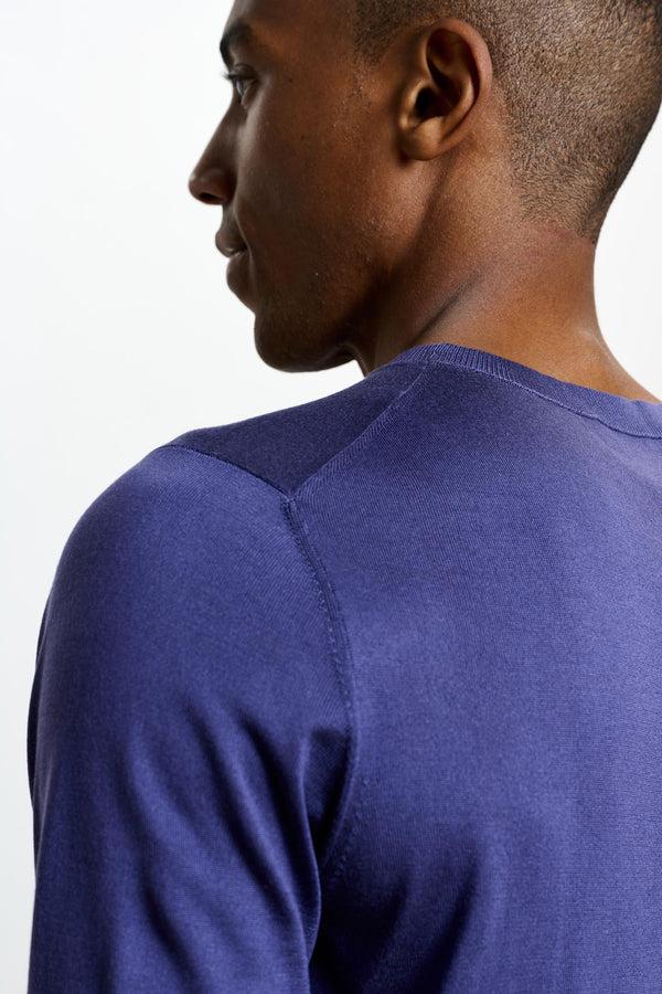 Scabal Navy Silk Penryn Short Sleeve Sweater