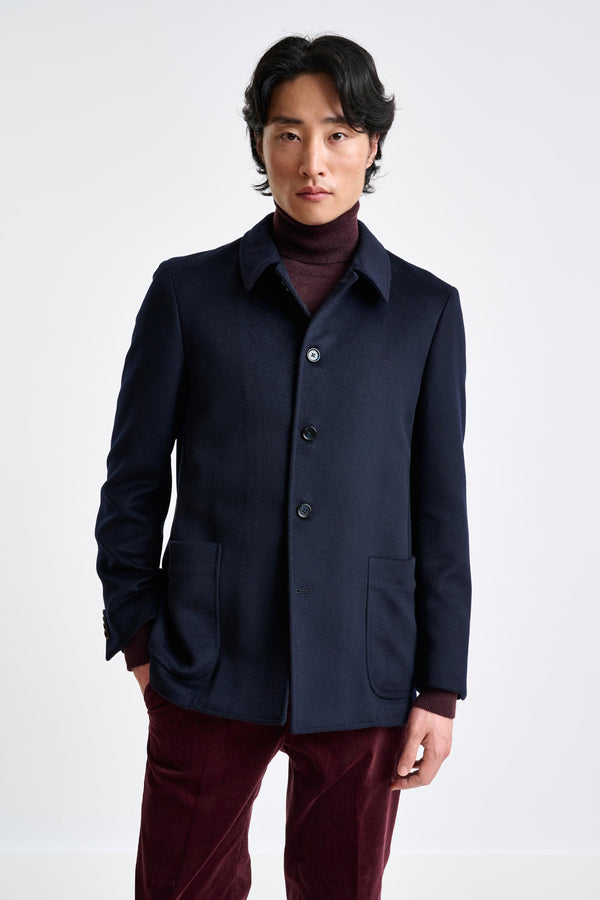 scabal Navy Wool Chelsea Shirt Jacket Zeus