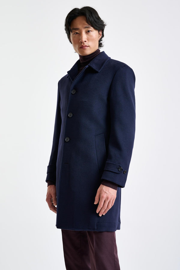 scabal Navy Wool Leeds Coat Zeus