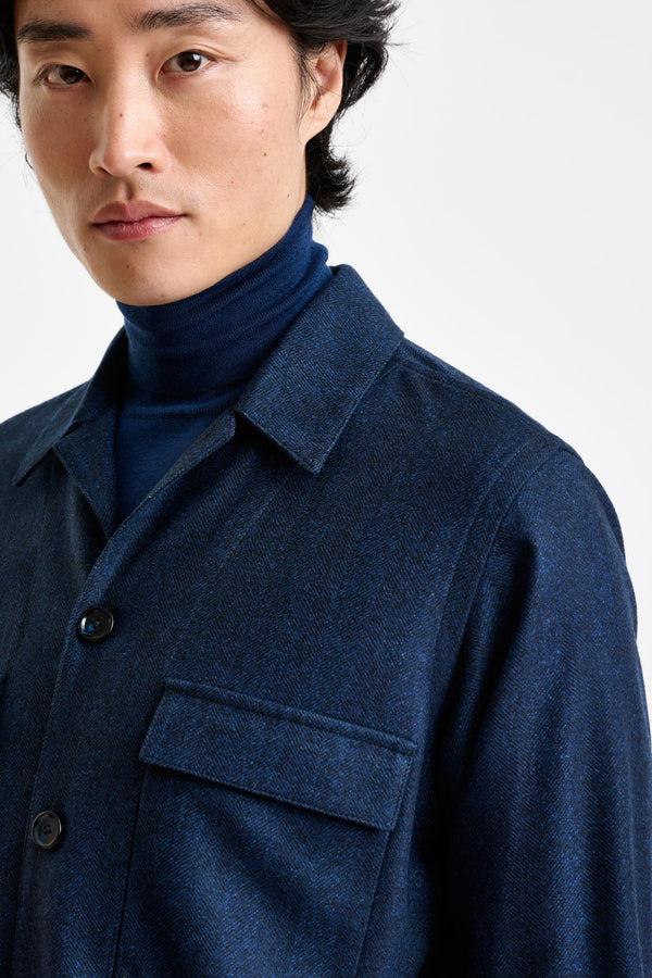 Scabal Navy Wool Shirt Jacket Zeus