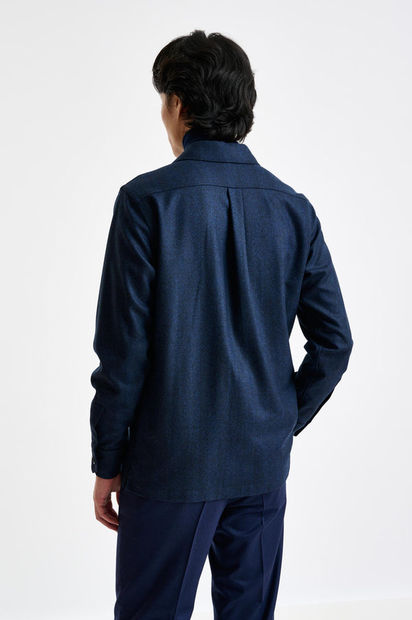 Scabal Navy Wool Shirt Jacket Zeus