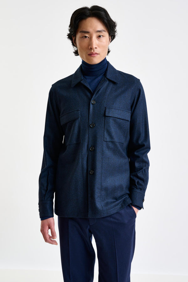 scabal Navy Wool Shirt Jacket Zeus