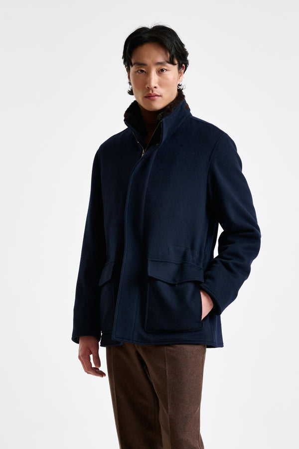 scabal Navy Wool York Field Jacket Zeus