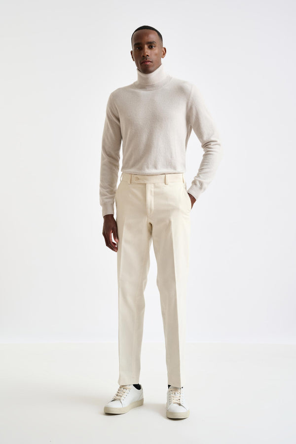 Scabal Off-White Cotton Farley Trousers Corduroy