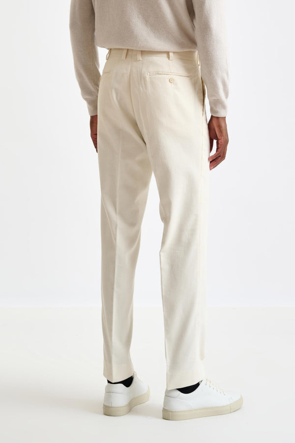 Scabal Off-White Cotton Farley Trousers Corduroy