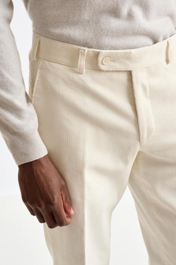 Scabal Off-White Cotton Farley Trousers Corduroy