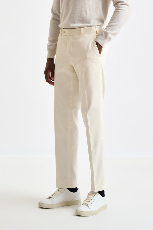scabal Off-White Cotton Farley Trousers Corduroy