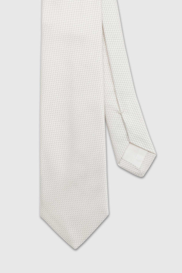scabal Off-white Handmade Silk Micro Jacquard Tie