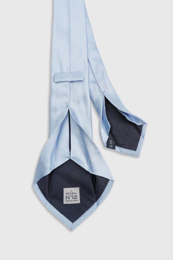 Scabal Pale Blue Silk Satin 7 Fold Tie