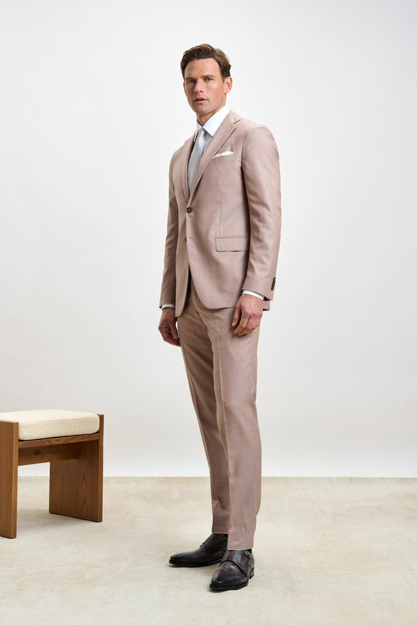 Scabal Plain Beige Kenton Suit Sleek