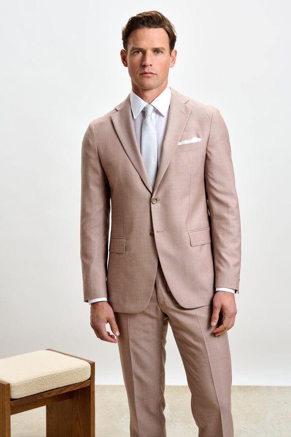 Scabal Plain Beige Kenton Suit Sleek