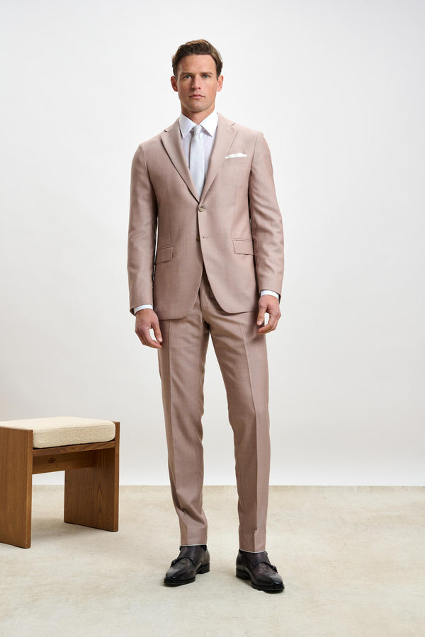 scabal Plain Beige Kenton Suit Sleek