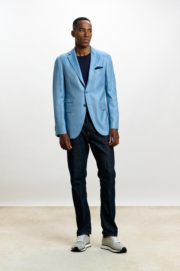 Scabal Plain Light Blue Kenton Jacket Taormina