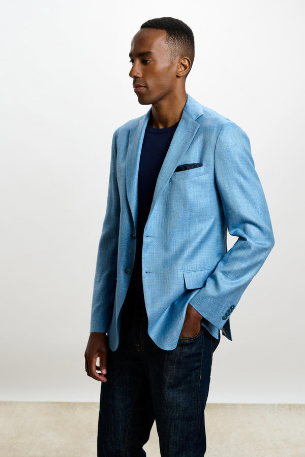 Scabal Plain Light Blue Kenton Jacket Taormina