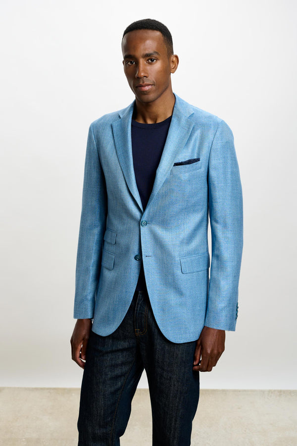 scabal Plain Light Blue Kenton Jacket Taormina