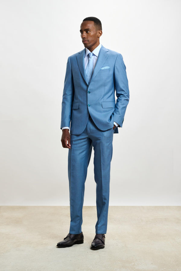 Scabal Plain Light Blue Soho Suit Sleek