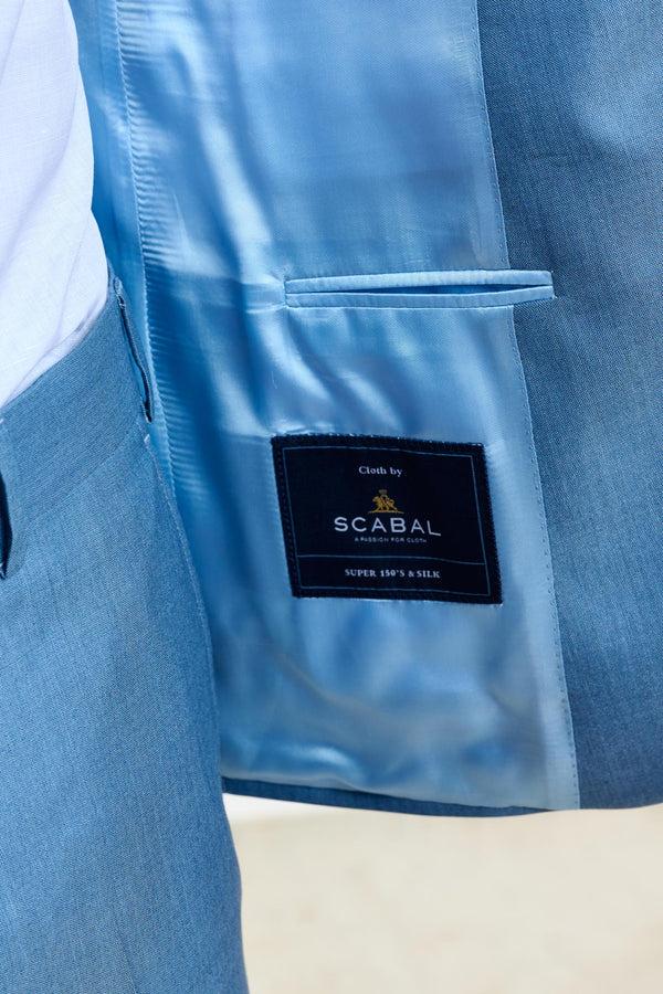 Scabal Plain Light Blue Soho Suit Sleek