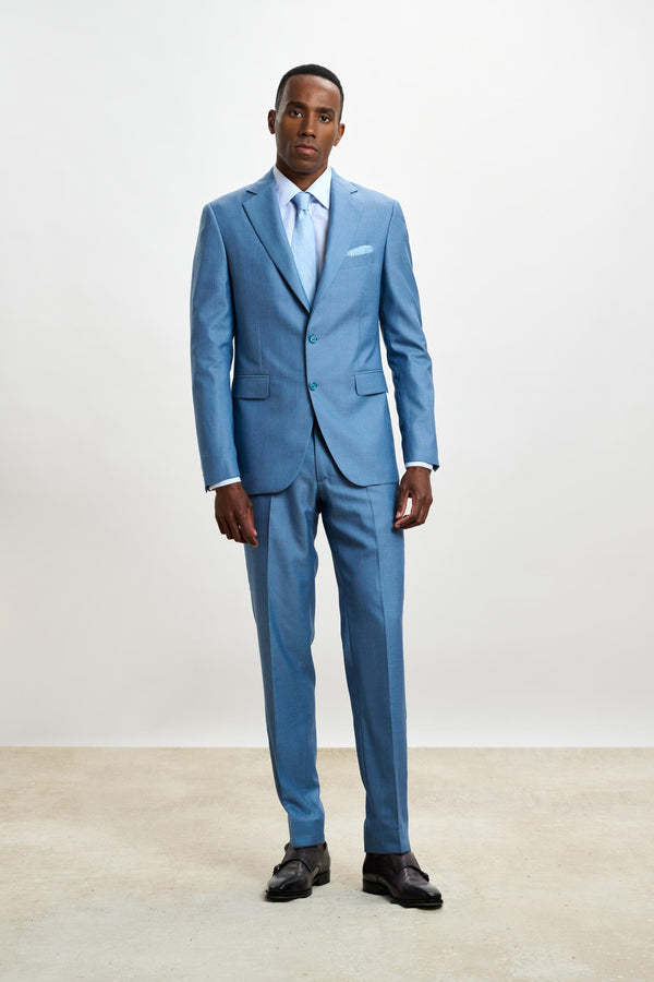scabal Plain Light Blue Soho Suit Sleek