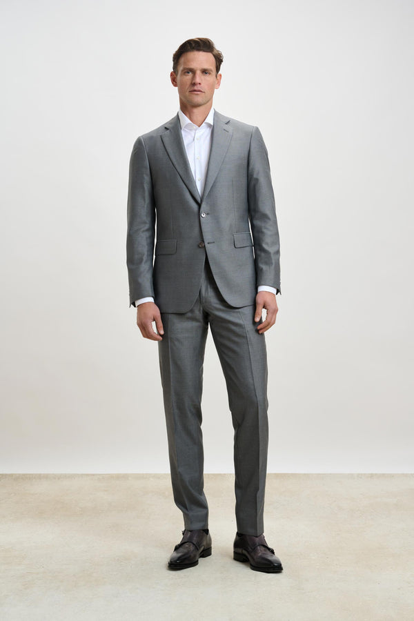 scabal Plain Light Grey Kenton Suit Sleek