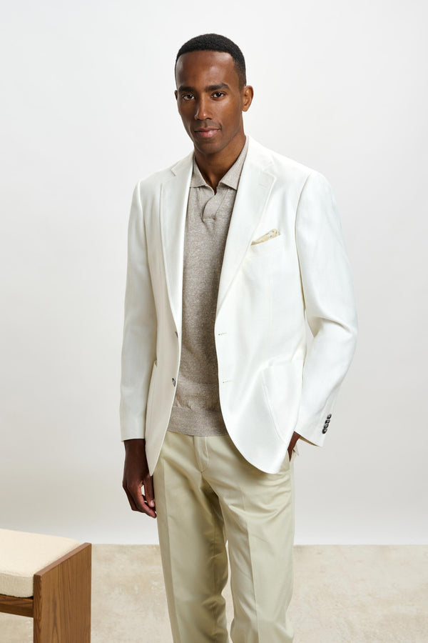 scabal Plain Off-white Soho Jacket Taormina