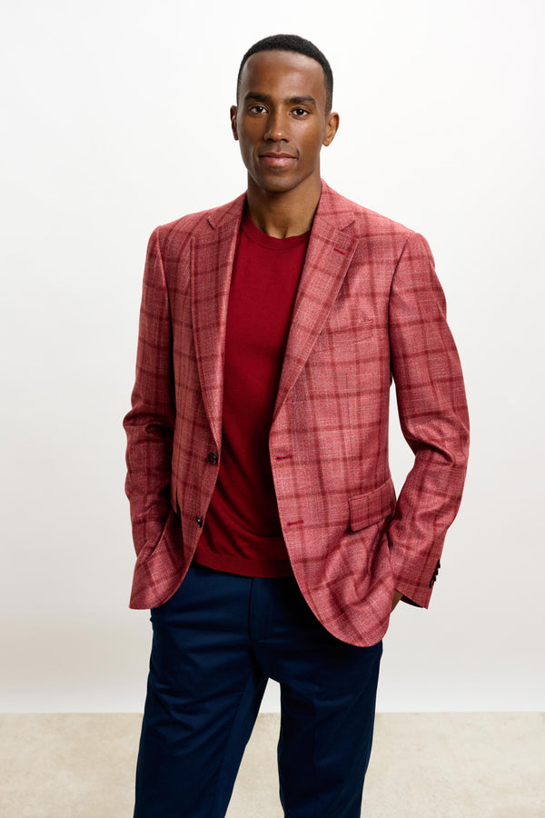 scabal Red Check Soho Jacket Taormina