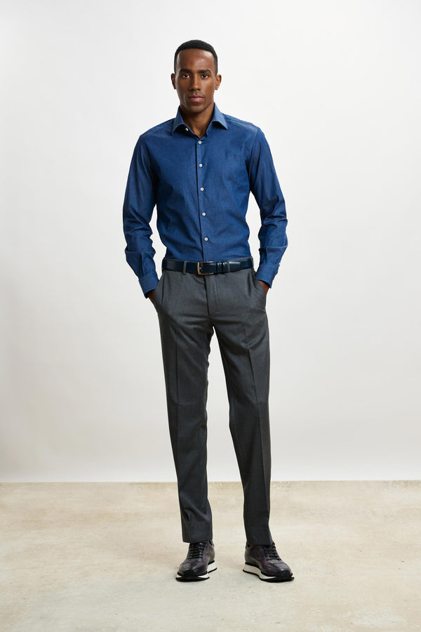 Scabal Rinse Denim Casual Long Sleeve Shirt