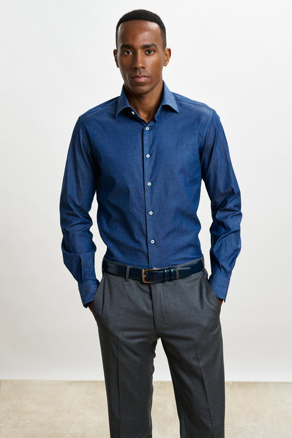 scabal Rinse Denim Casual Long Sleeve Shirt
