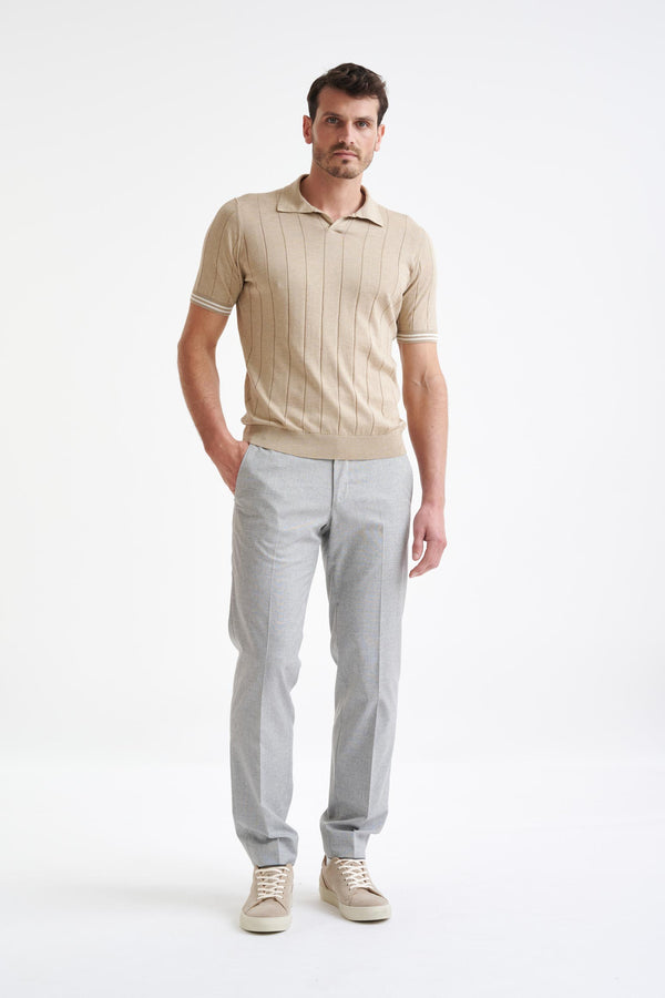 Scabal Safari Beige Cotton Wide Rib Dawlish Knit