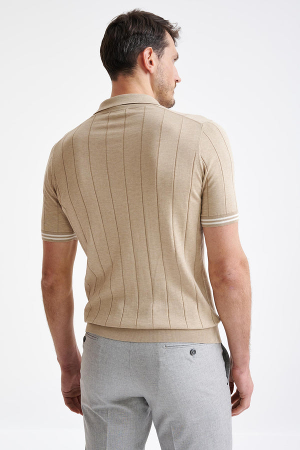 Scabal Safari Beige Cotton Wide Rib Dawlish Knit